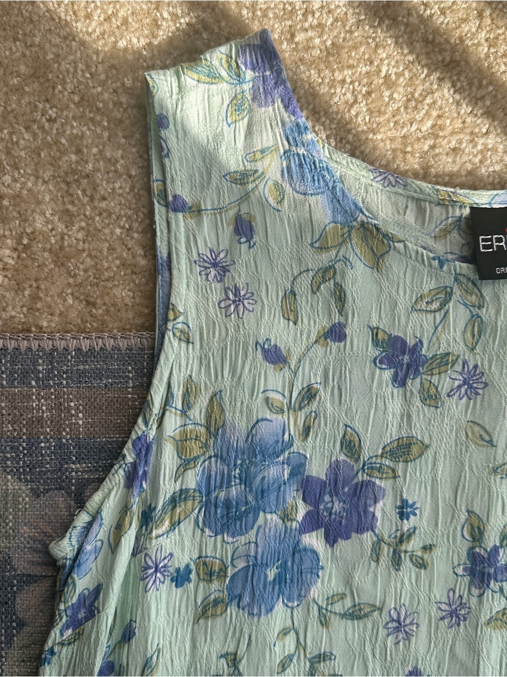Erika Floral Rayon Midi Dress (Blue & Green Print)